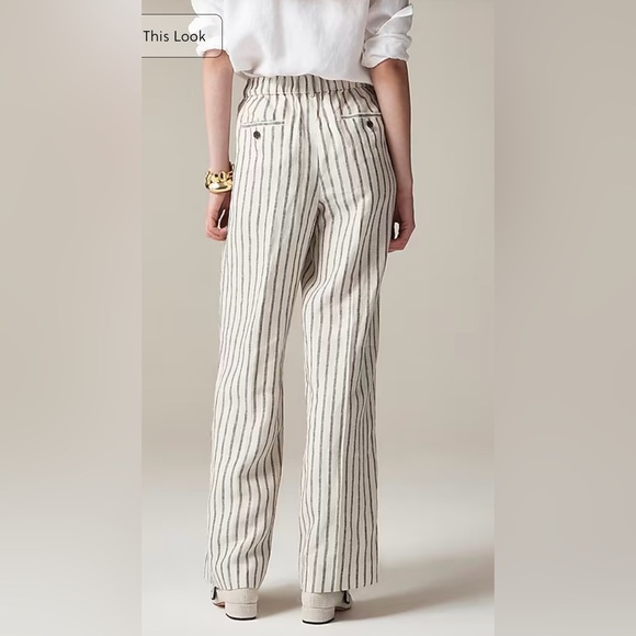 J.Crew Harbor pant in striped linen in beige - Picture 3 of 7